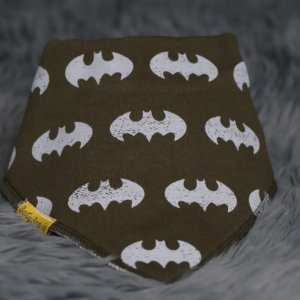 KHAKI BATMAN ORGANIC COTTON DRIBBLEBOO BANDANA BIB